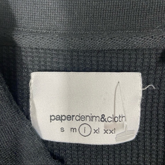 PAPER DENIM&CLOTH Black Waffle Full Zip/Snap Ling Sleeve Shirt Jacket - Picture 2 of 6